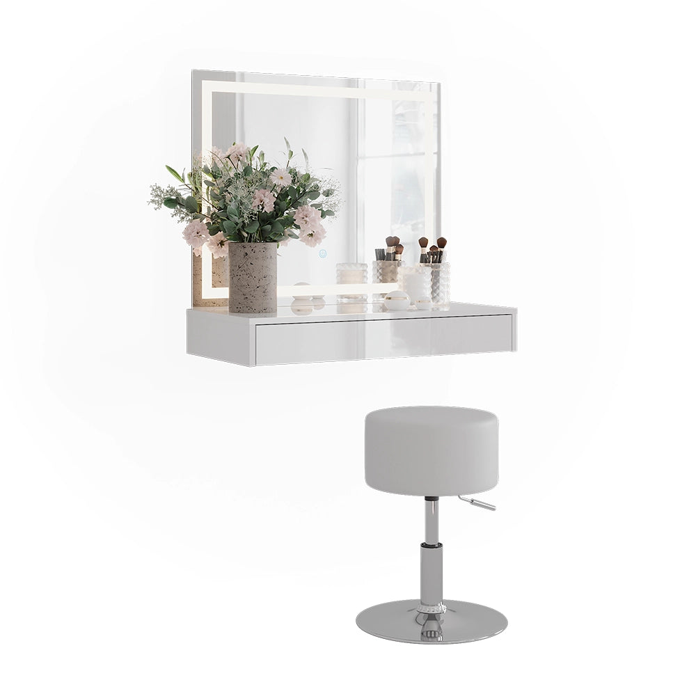 Vicco Tavolo da toeletta Bianco/bianco lucido 120 cm 3 parti