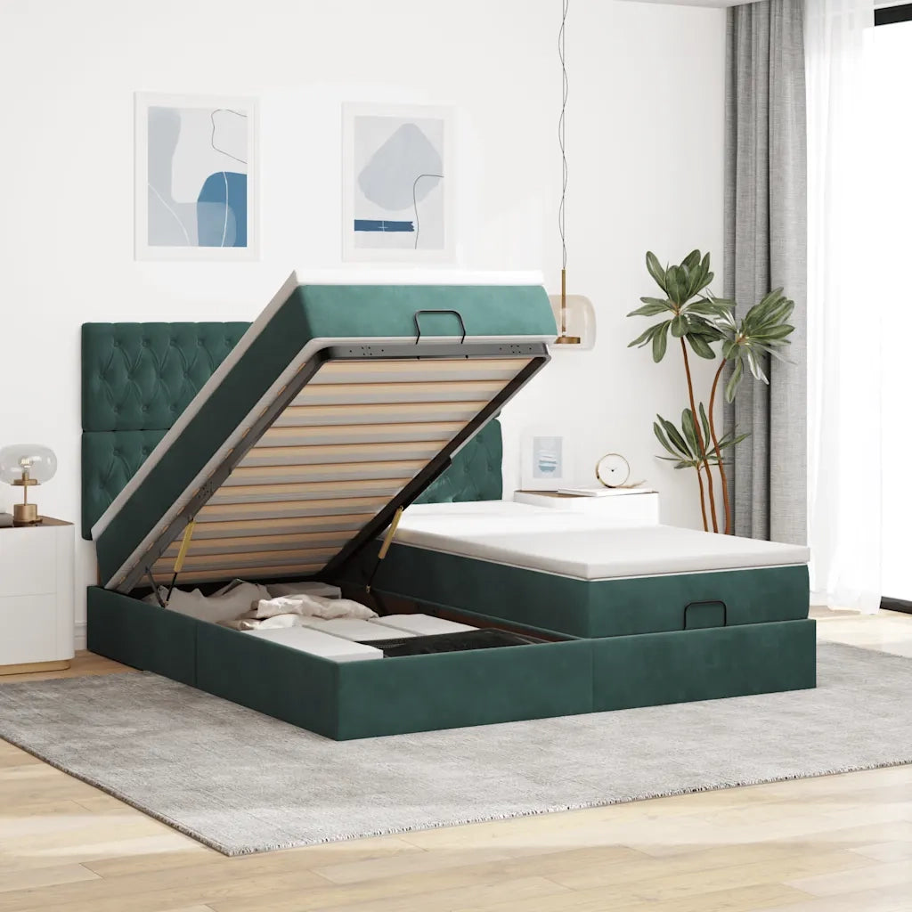 vidaXL Struttura Letto Pouf con Materassi 200x200 cm Velluto