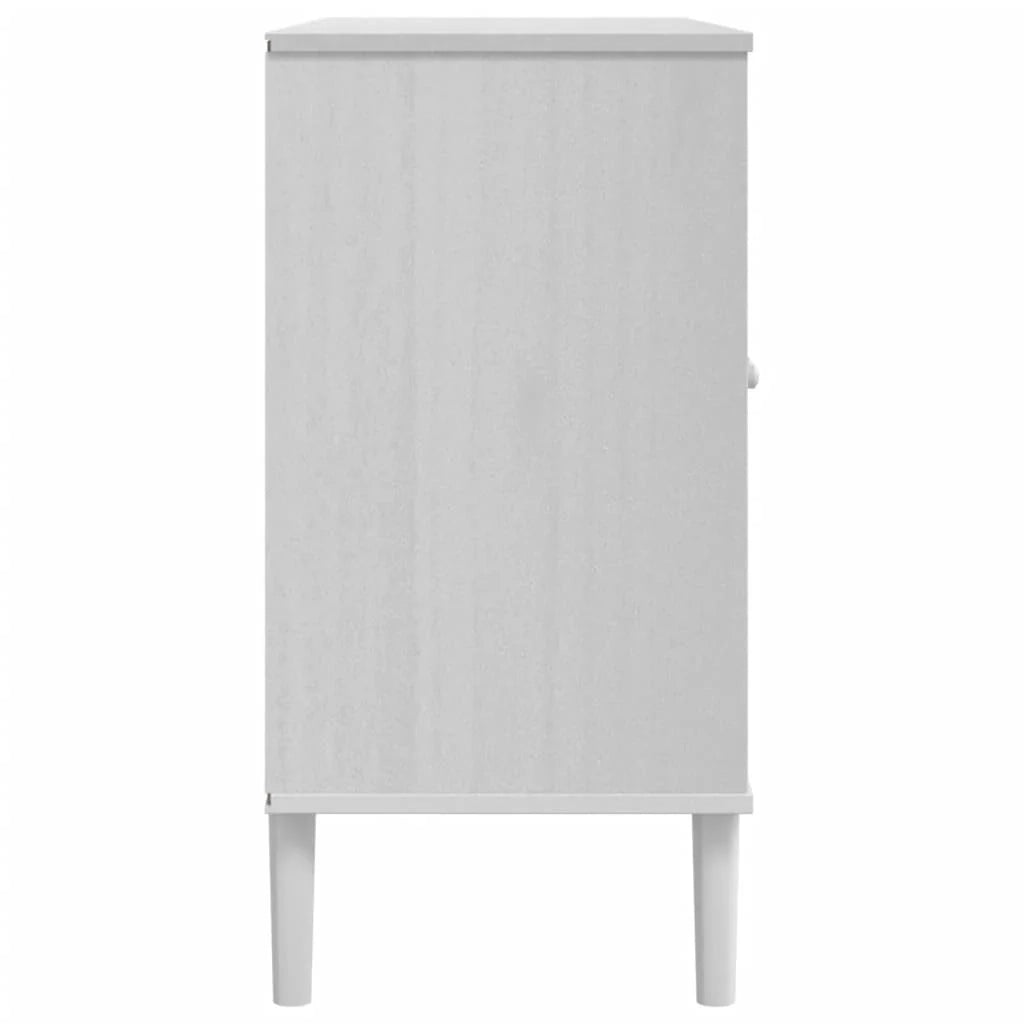 Buffet credenza cassettiera armadio mobile contenitore organizer per cucina soggiorno effetto rattan 112 x 40 x 80 cm legno massello di pino bianco 02_0036222