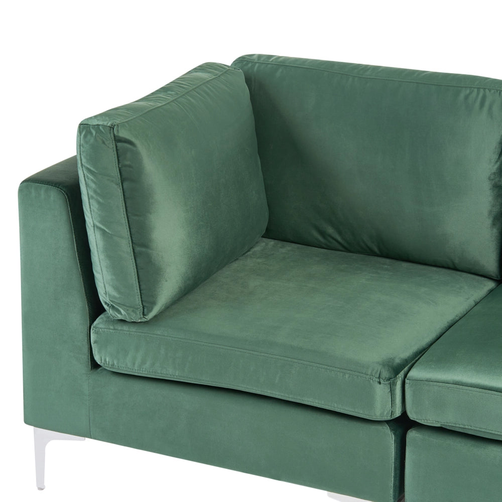 Divano componibile in velluto grigio a 2 posti con gambe in metallo verde Stile glamour