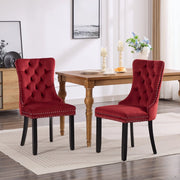 Sedie da Pranzo in Velluto Imbottite con Gambe in Legno ¨C MINIMAL ¨C Set 2 Pezzi, Bordeaux