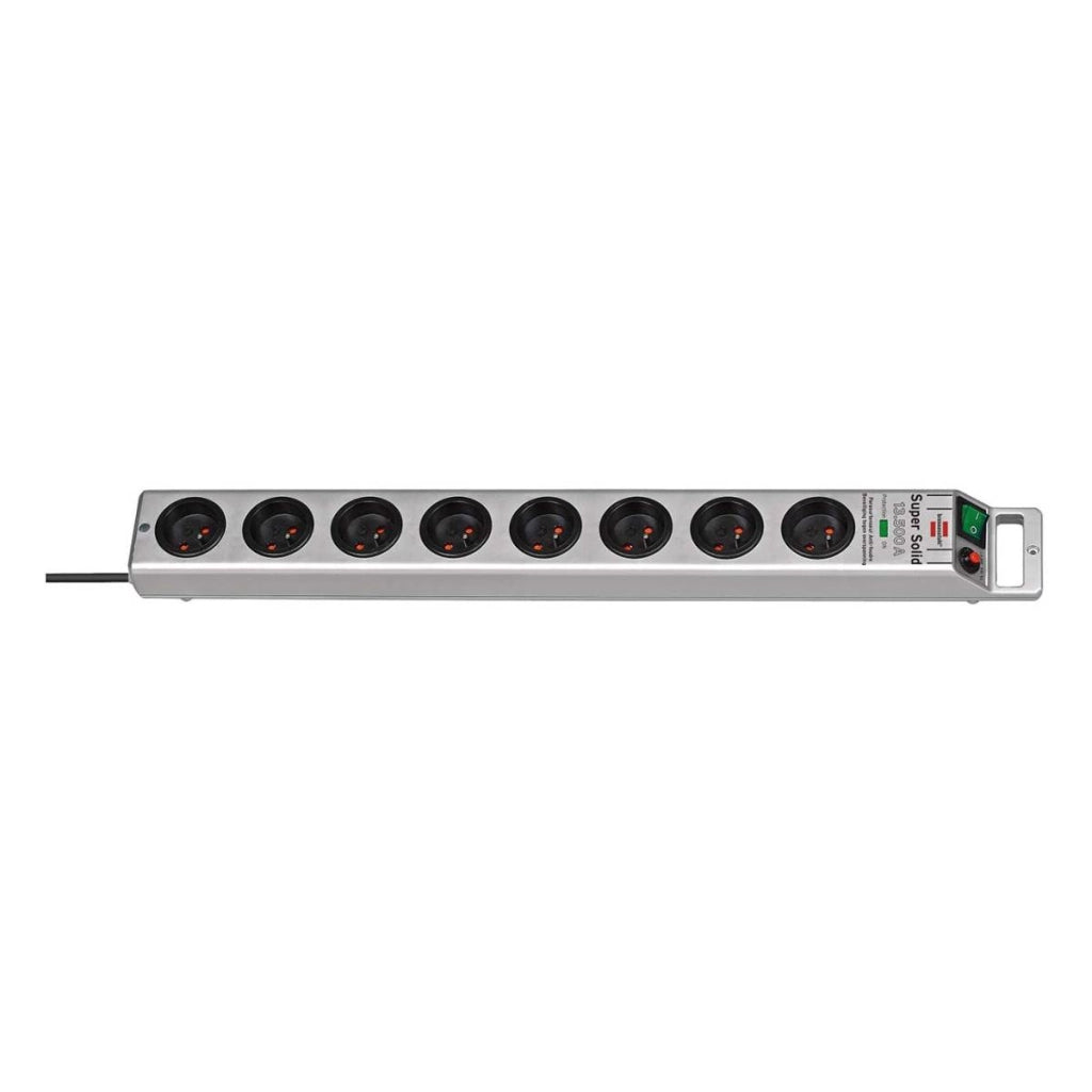 Limitatore di sovratensione multiplo con 8 prese universali super solide Argento Brennenstuhl