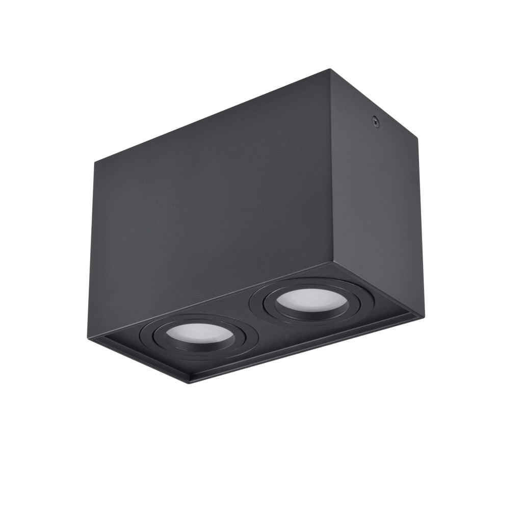 Plafoniera spot superficie nera 2xGU10 Polux Hadar Q2