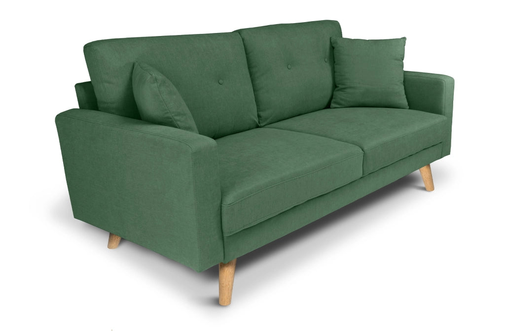 Divano 3 posti in tessuto vellutato verde abete piedi in legno - Chloe - DI-CH38FBC-PL