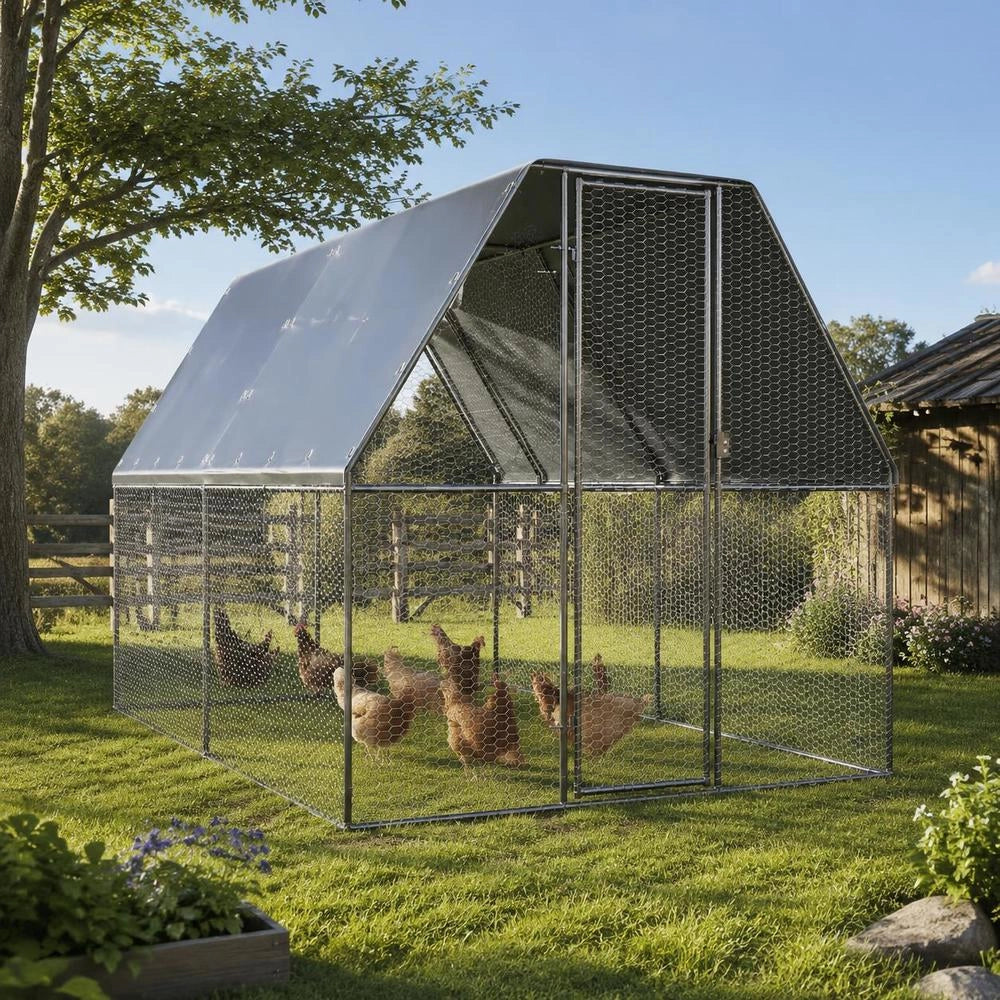 Outdoor Chicken Coop 2x4x2 M Galvanized Steel