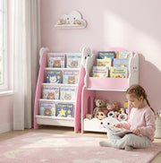 Libreria modulare per bambini 3 in 1 rosa in MDF