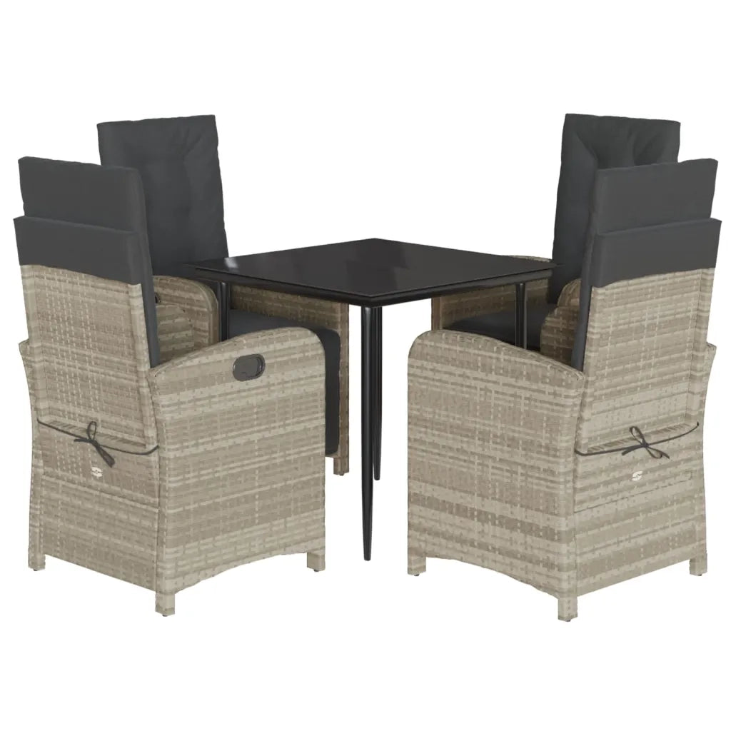 Set Pranzo da Giardino 5pz con Cuscini Grigio Chiaro Polyrattancod mxl 112019
