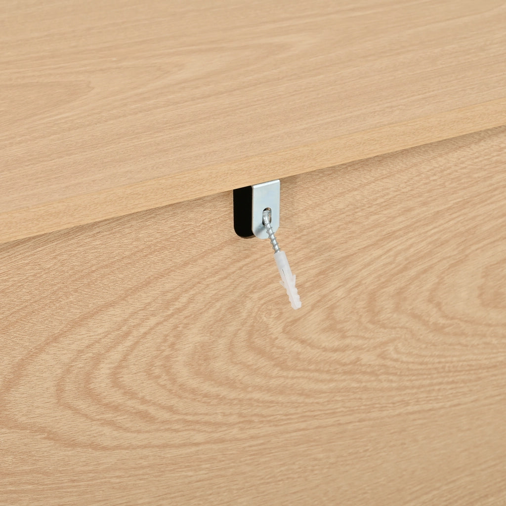 Mobile porta TV con 4 cassetti, 2 ante in vetro temperato, LED con app, in truciolare, naturale, 180 × 40 × 50 cm