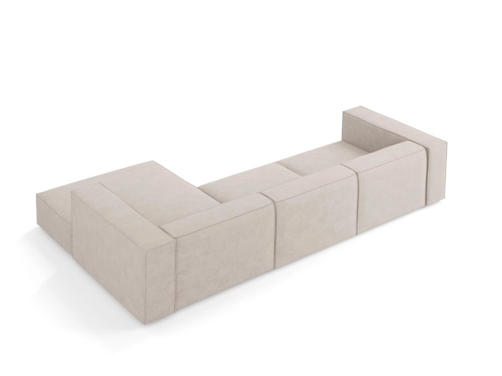 Cosmopolitan Design - Divano angolare destro "Arendal" 4 posti in ciniglia con effetto a coste beige scuro 