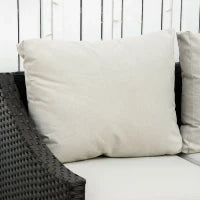 Divano da Giardino 2 Posti in Rattan PE con Cuscini, 132x70x74cm, Marrone