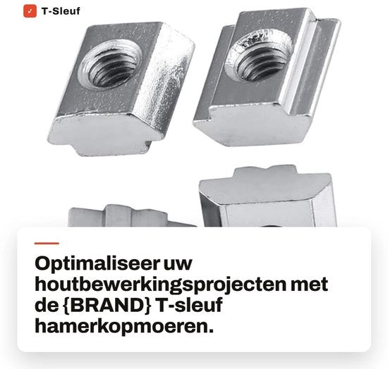 M4/M5 Vernikkeld Koolstofstaal Hamerkopmoer per Profilo di Alluminio - 100 Stuks