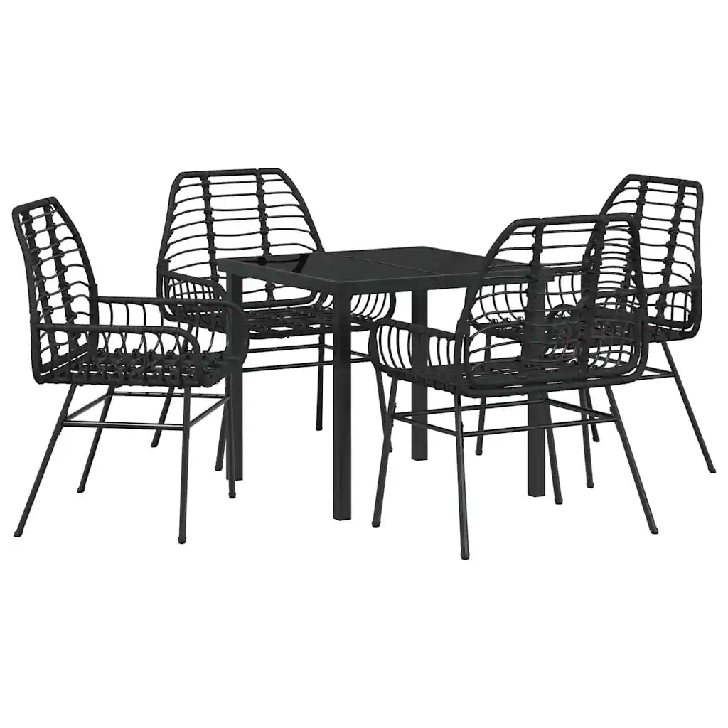 Set da Pranzo per Giardino 5 pcs Nero polyrattan 3380842