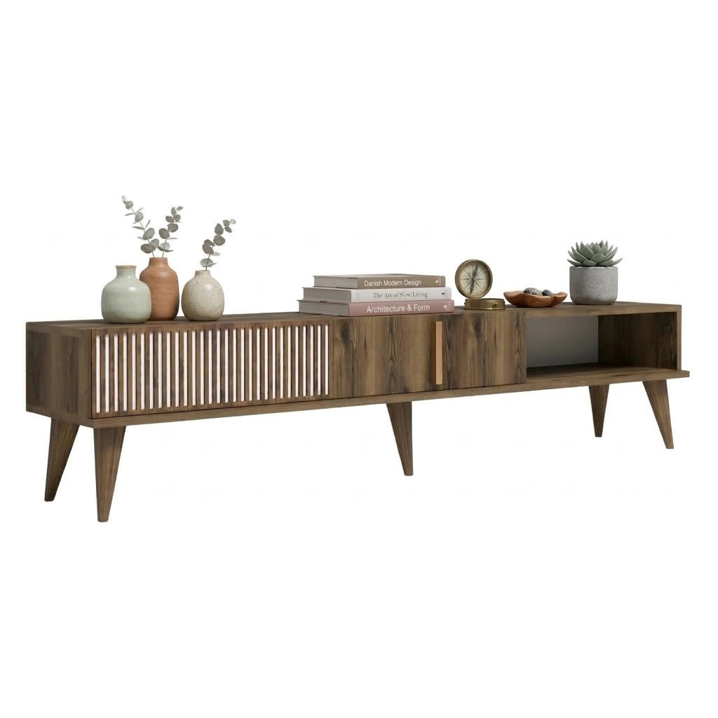 Ofena, Mobile Porta tv 2 Ante, 180x35x40h cm Marrone Noce