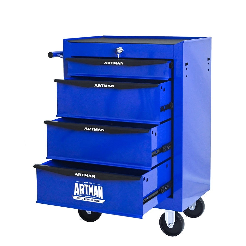 Cassettiera da Lavoro su Ruote con 4 Cassetti ¨C MINIMAL ¨C Metallo Nero e Blu 20'