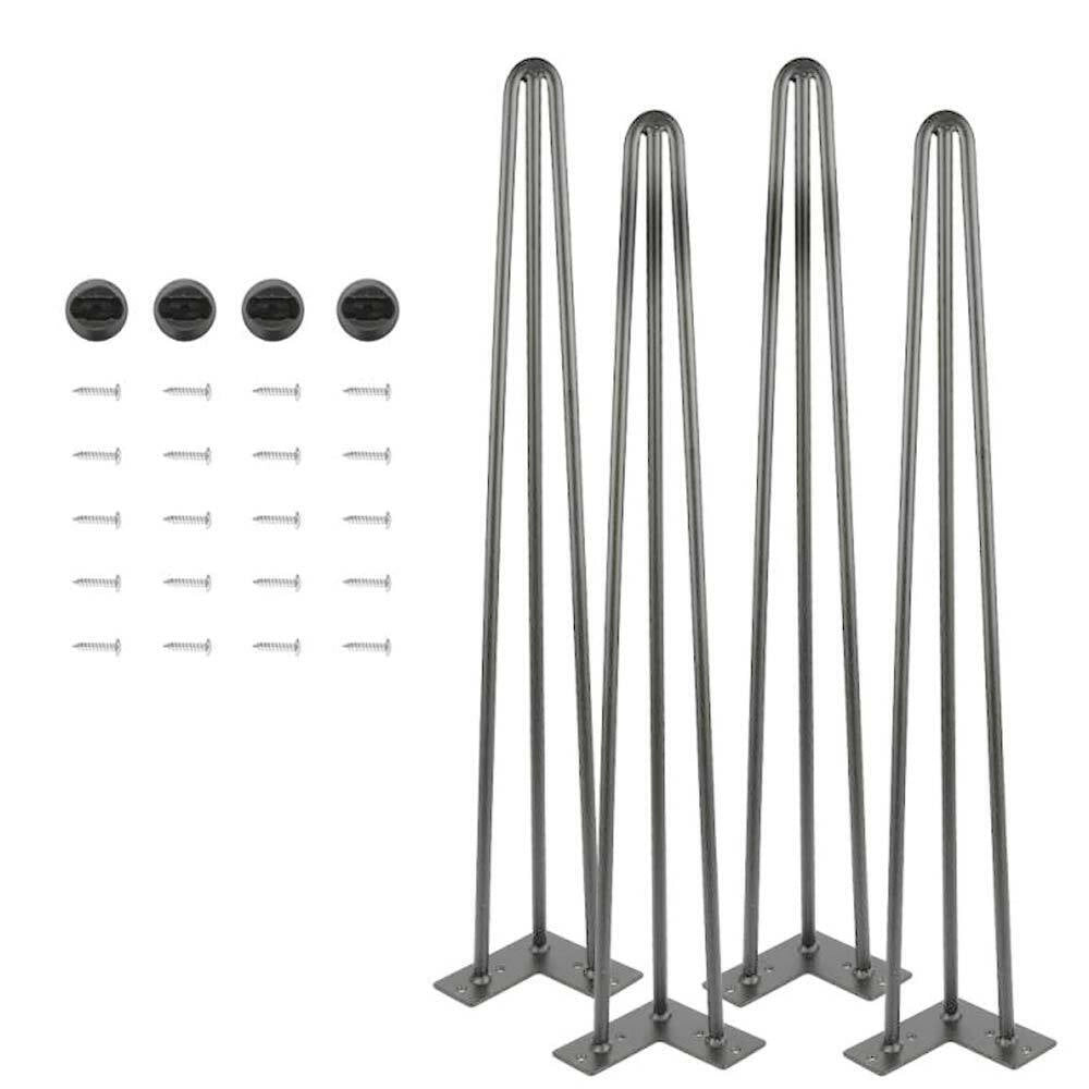 Set 4 Gambe Piedi Tavolo Pranzo Scrivania 71cm Metallo Design Moderno Grigio