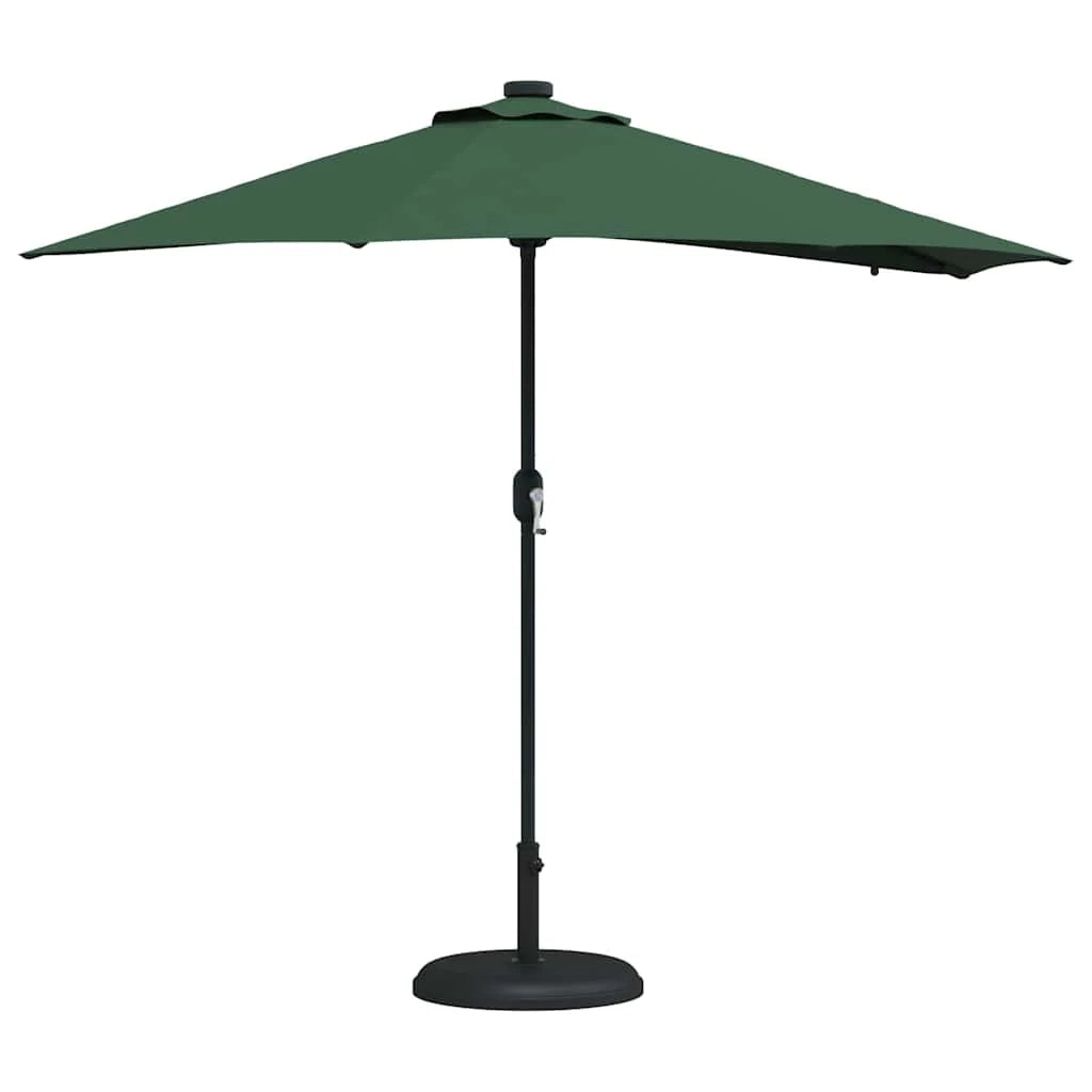 Ombrellone da giardino pieghevole moderno con LED solari 294 x 150 x 223 cm poliestere verde 02_0058659