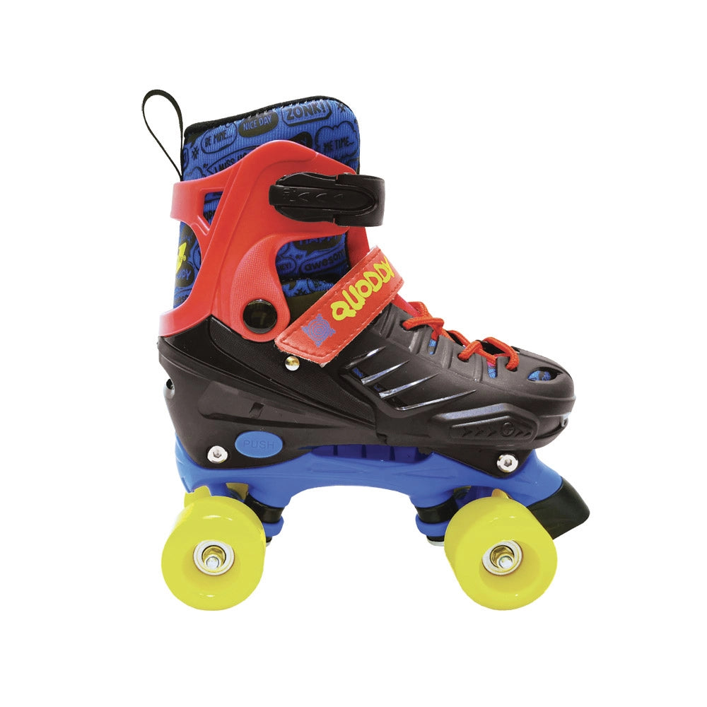 Pattini Classici con Scarpa Allungabile Misura Regolabile 35-38 Freno a Tampone Blu/Rosso