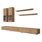 Set mobili da soggiorno RAMOS – Rovere dorato e nero – Design contemporaneo senza LED