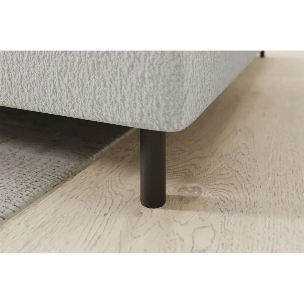 Divano ad angolo destro convertibile BARNEA 208 cm bianco chenille con contenitore