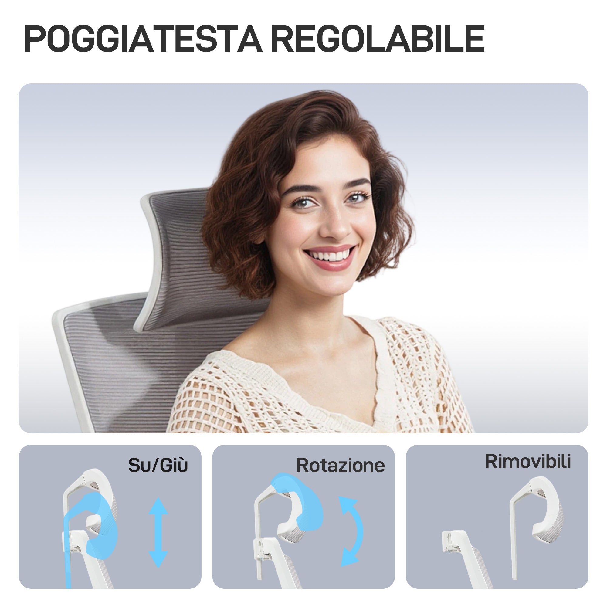 Sedia da Ufficio Ergonomica e Traspirante 64,5x62,5x112-122 cm con Supporto Lombare Dinamico 4D Multicolore