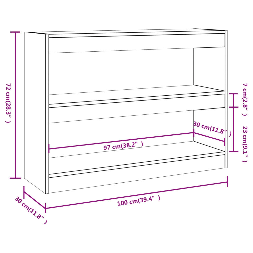 Libreria Divisorio-Scaffale per Libri-Mobile di Stoccaggio Rovere Sonoma 100x30x72 cm