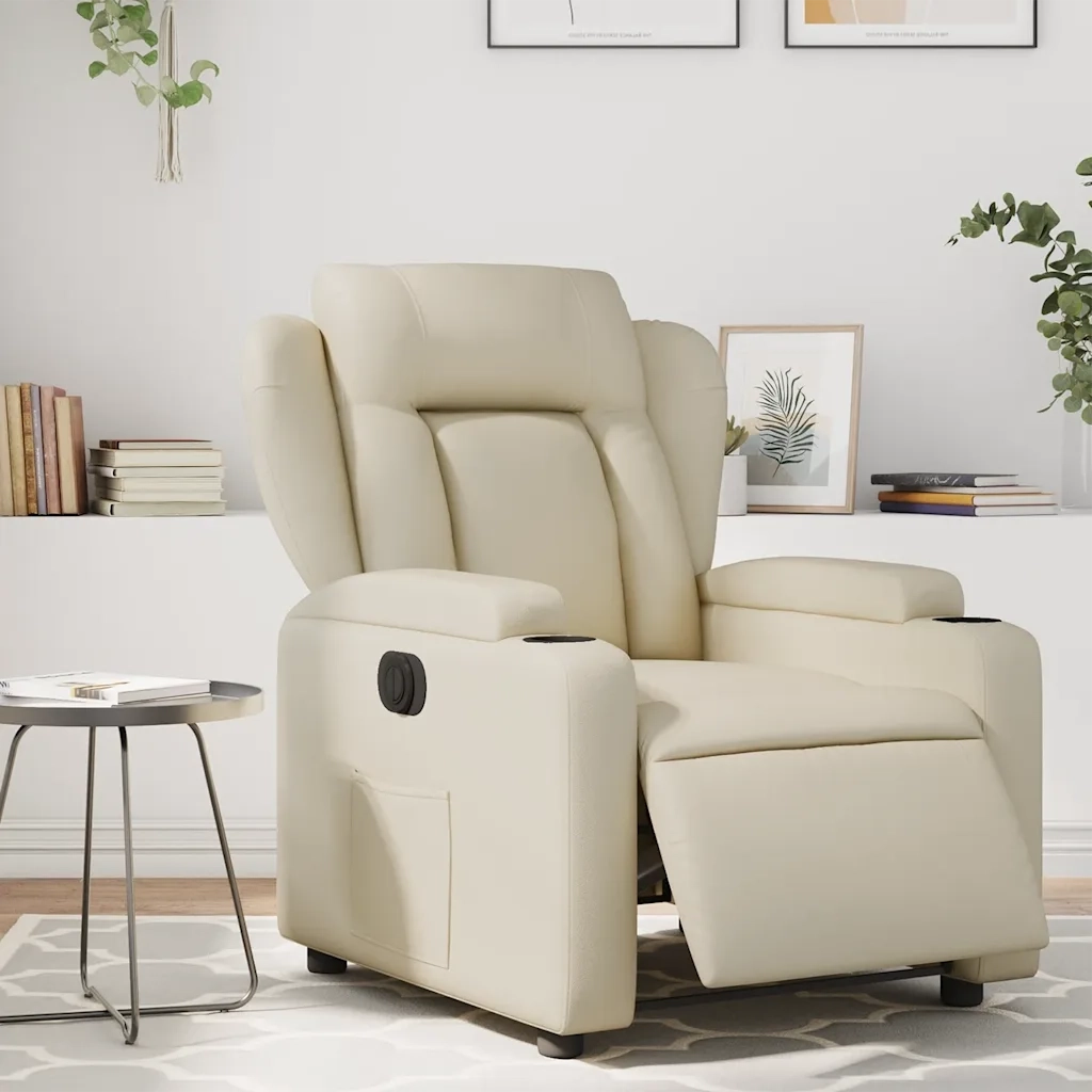 Divano Sedia-Poltrona Reclinabile Elettrica Crema in Similpelle 252941