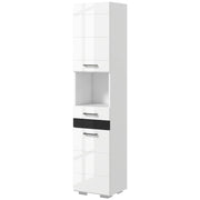EasyComfort Colonna Bagno in MDF con Ripiano Aperto, Cassetto e Armadietto Chiuso, 37x32.5x170 cm, Bianco