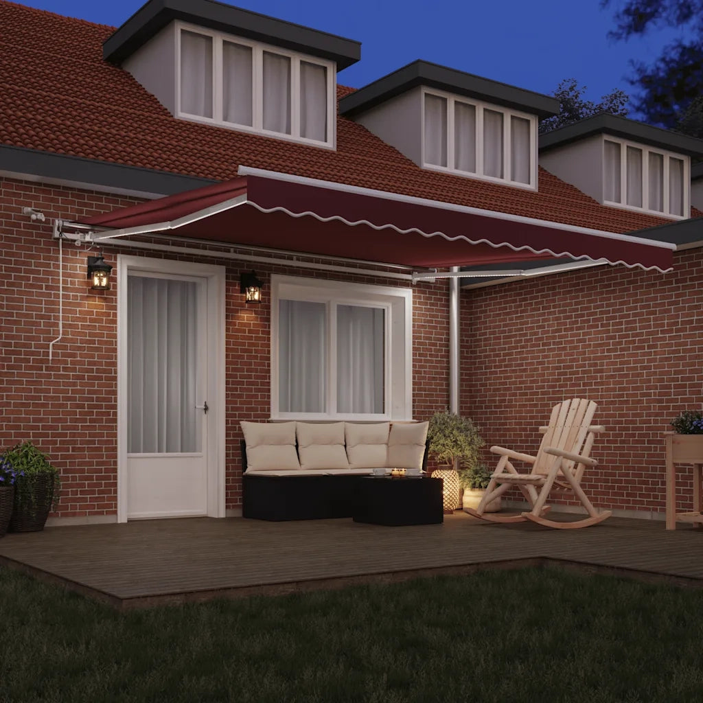 vidaXL Tenda da Sole Retrattile Automatica con LED Bordò 400x300 cm