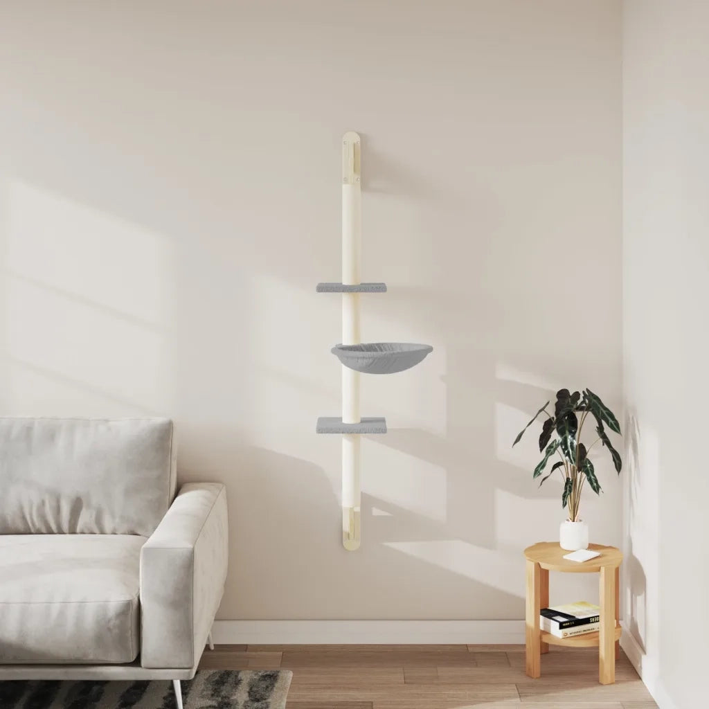 Albero per Gatti con Tiragraffi a Parete Grigio Chiaro 142,5 cm 172396