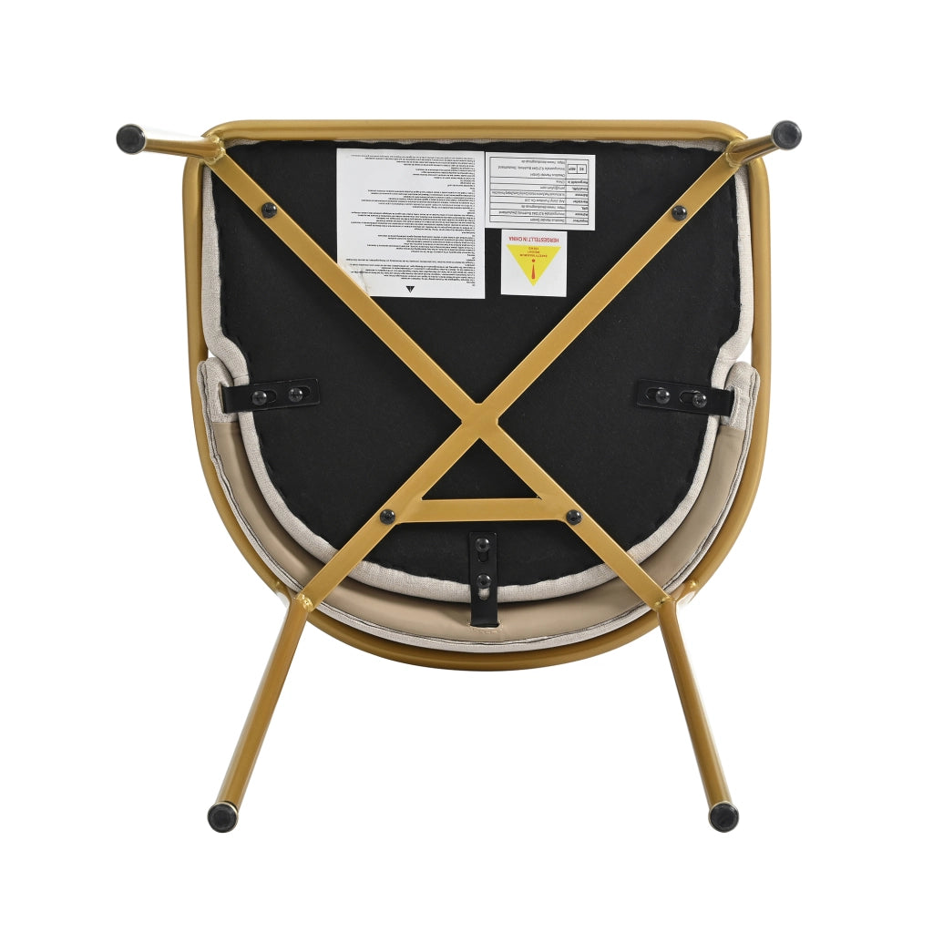 Sedia da Pranzo con Schienale Ergonomico e Piedini Regolabili, in Metallo e Legno, Beige e Cachi