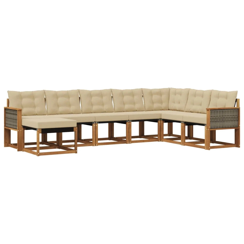 Set di divani da esterno 8 pz Naturale e Beige 3382141