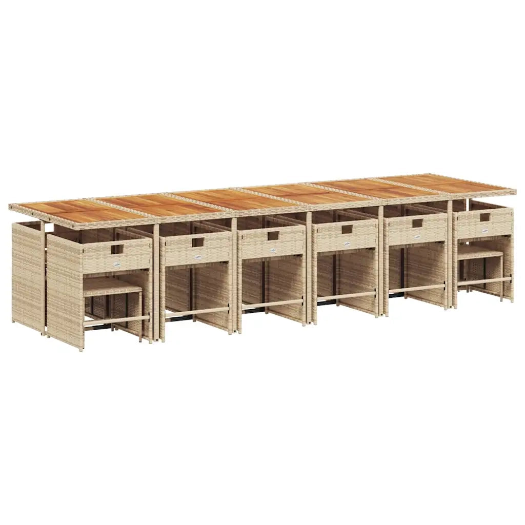 Set da Pranzo da Giardino 17 pz con Cuscini Beige in Polyrattan 3211192