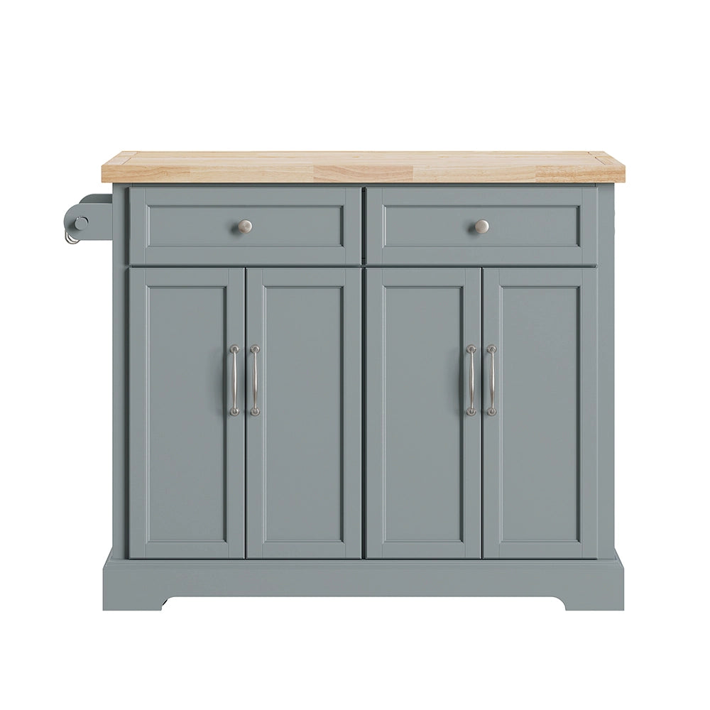 SoBuy | Isola cucina grigia con 4 ruote girevoli | Carrello per cucina con 4 ante e 2 cassetti | Penisola da cucina in MDF verniciato | 107×71×92 cm | Capacità di carico 98 kg | FKW71-III-HG