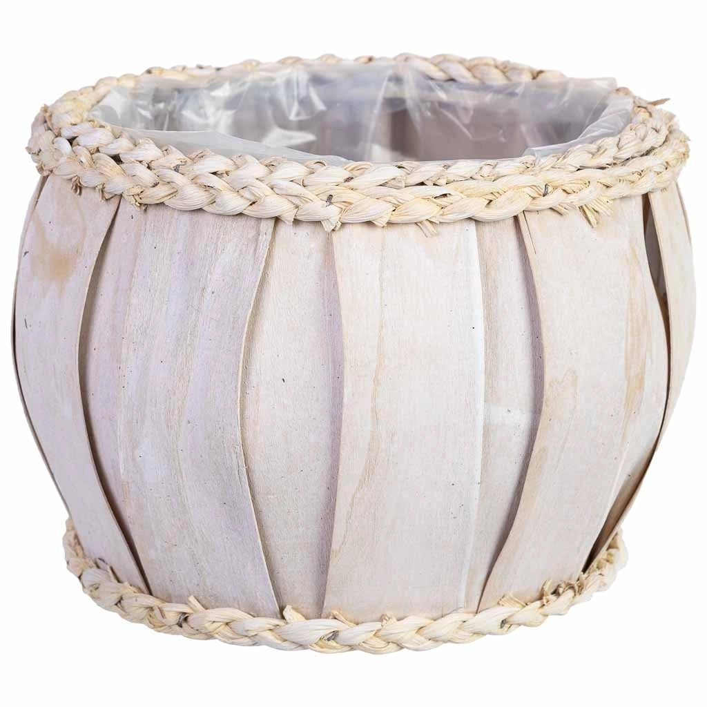 Cesto tondo in legno bianco 24x24x19h cm