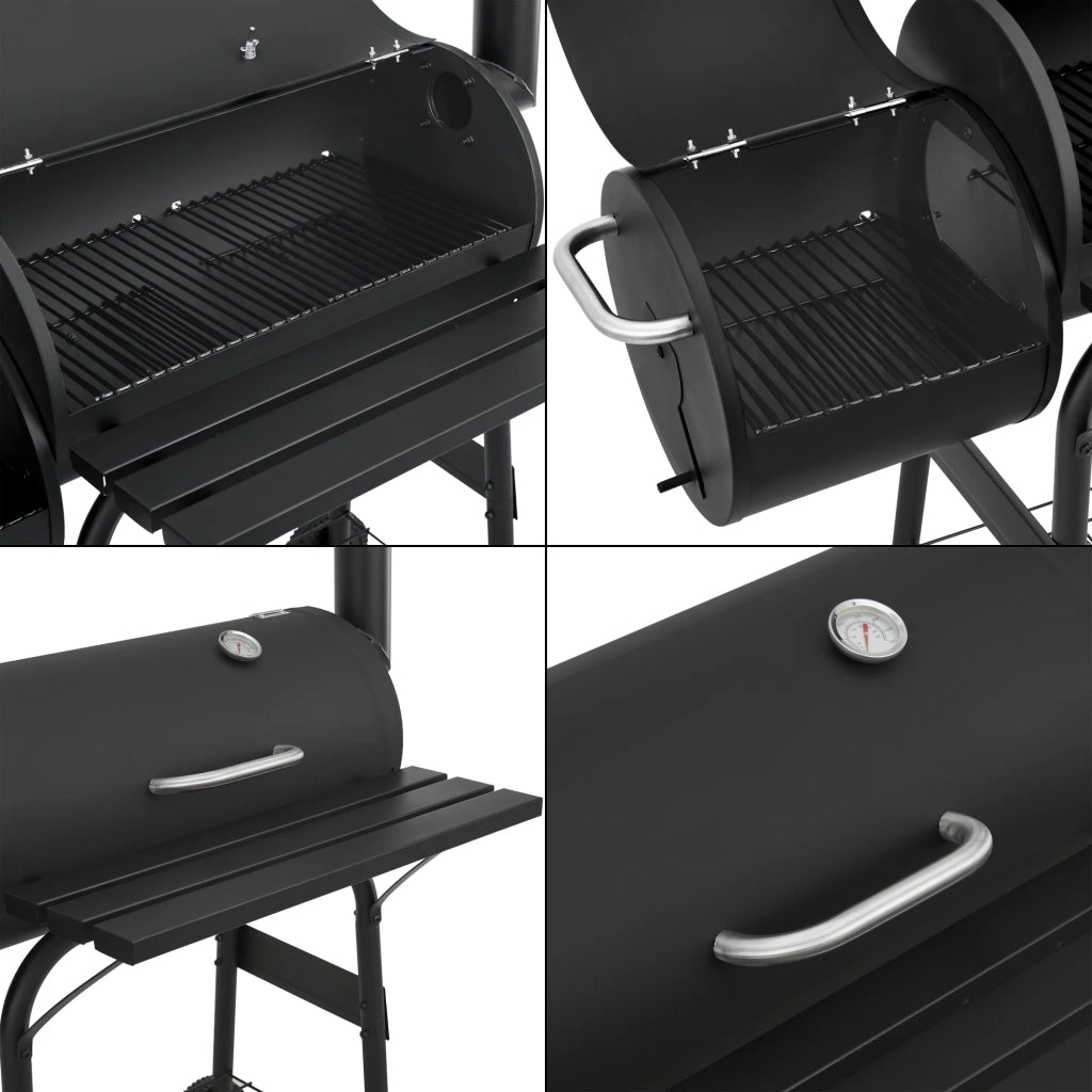Barbecue affumicatore a carbone 115 x 110 x 64 cm acciaio nero 03_0008980
