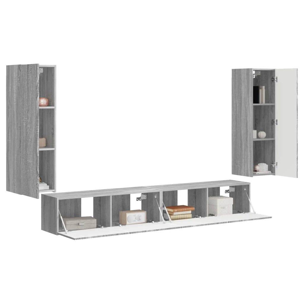 Set di Mobiletto da TV a Parete 4 pcs Grigio Sonoma 3408931