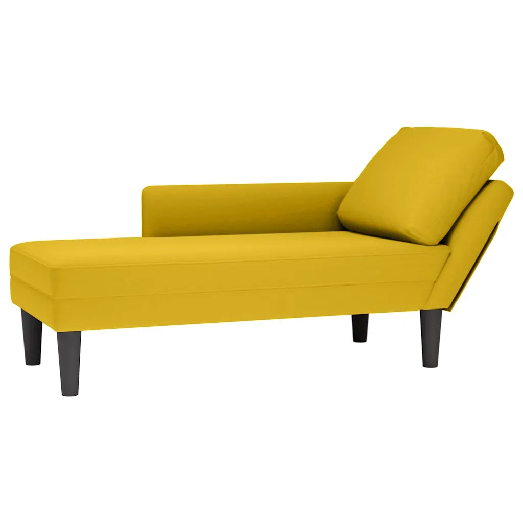 Sdraio con Cuscino e Bracciolo Destro in Velluto Giallo 4009813