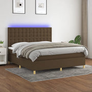 Letto a Molle Materasso e LED Marrone Scuro 160x200 cm Tessutocod mxl 99037