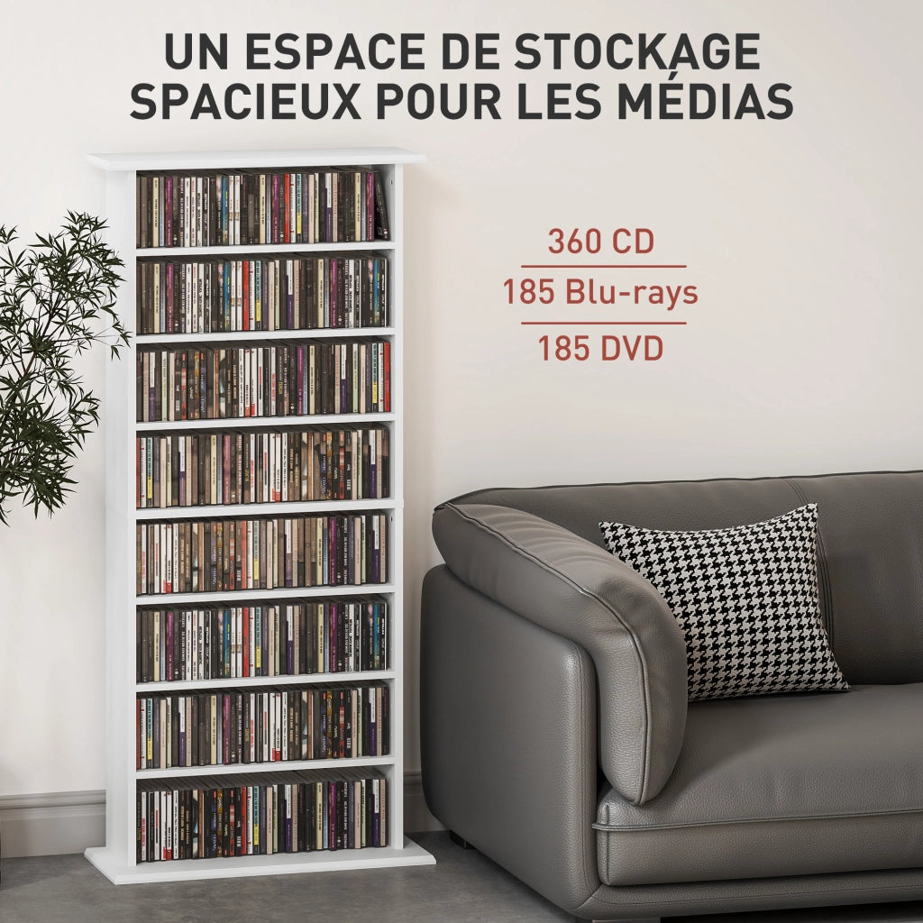 Libreria per CD e DVD ¨C Xylo ¨C 8 scomparti 6 ripiani regolabili bianco