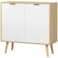 Mobile Multiuso Moderno in Truciolato e Legno di Pino con Ripiano Interno Regolabile su 3 Livelli, 77x35x77.5 cm