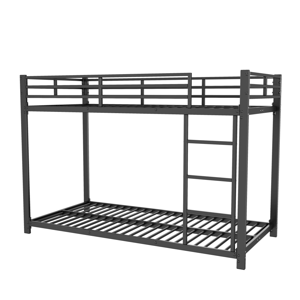 Letto a castello in metallo 90x200 cm con sponde di sicurezza; nero