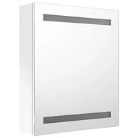 Armadietto Bagno con Specchio e LED Bianco Lucido 50x14x60 cm 326486