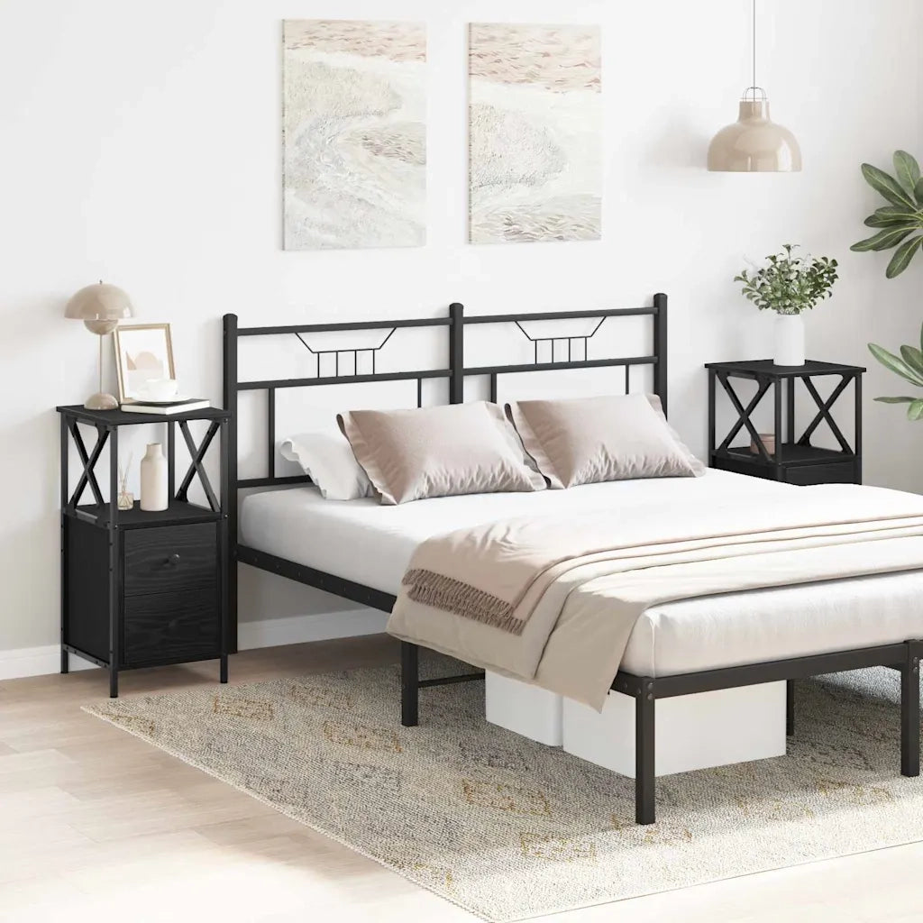 Set di 2 Comodini | Armadio da Notte | Mobiletto da notte Rovere Nero 34 x 35,5 x 70 cm
