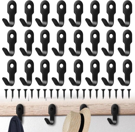 Hanger per armadio 30 pezzi - Hanger a chiave in acciaio inossidabile - Nero - Impermeabile - 11 x 28 mm - Hanger per parete