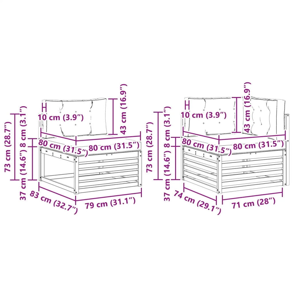 Set di divani da esterno 4 pz Bianco e Antracite Poliestere 3390412