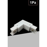 Trade Shop - Connettore Angolare Tipo L Giunto Curvo Binario Track Trifase Bianco Nero Gf070-l - Bianco