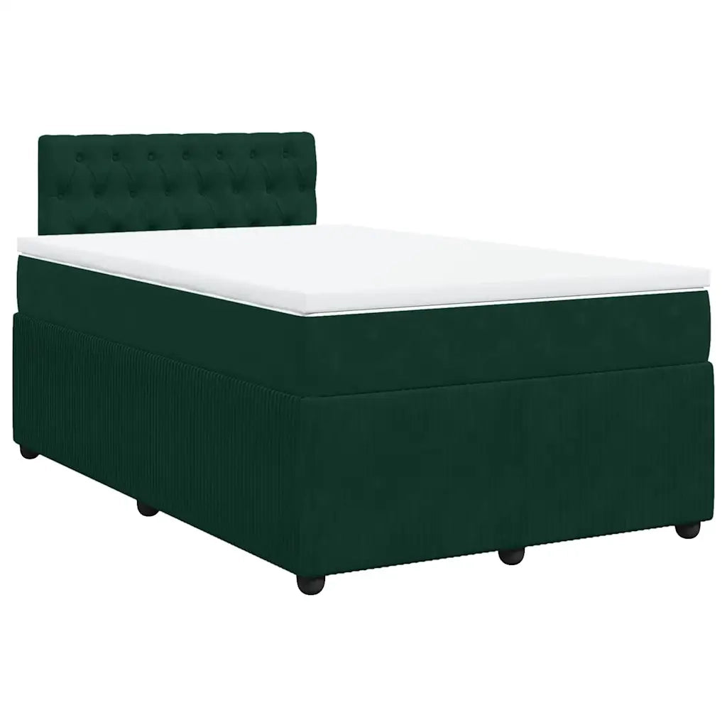 Giroletto a Molle con Materasso Verde Scuro 120x200 cm Velluto 3290019