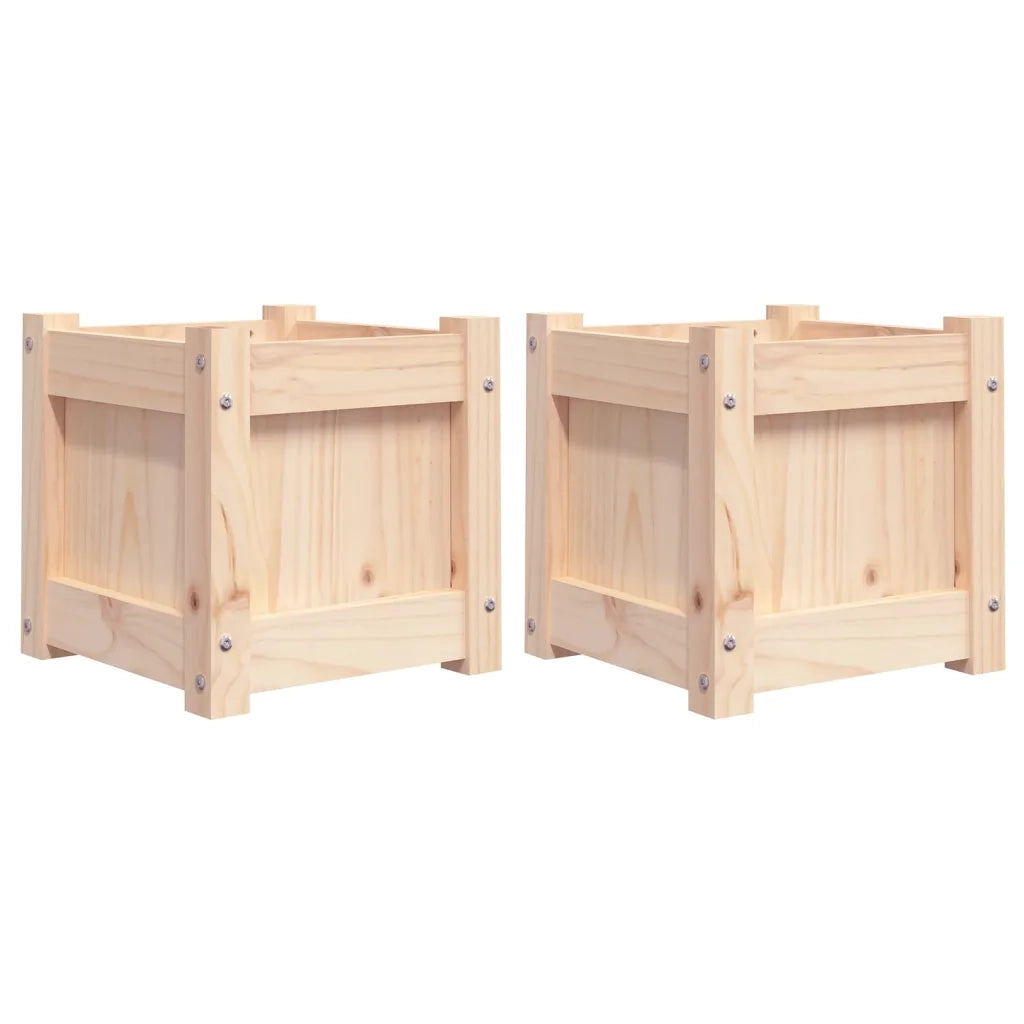 2 pz Fioriere | Cassetta per fiori | Vaso da Giardino in Legno Massello di Pino