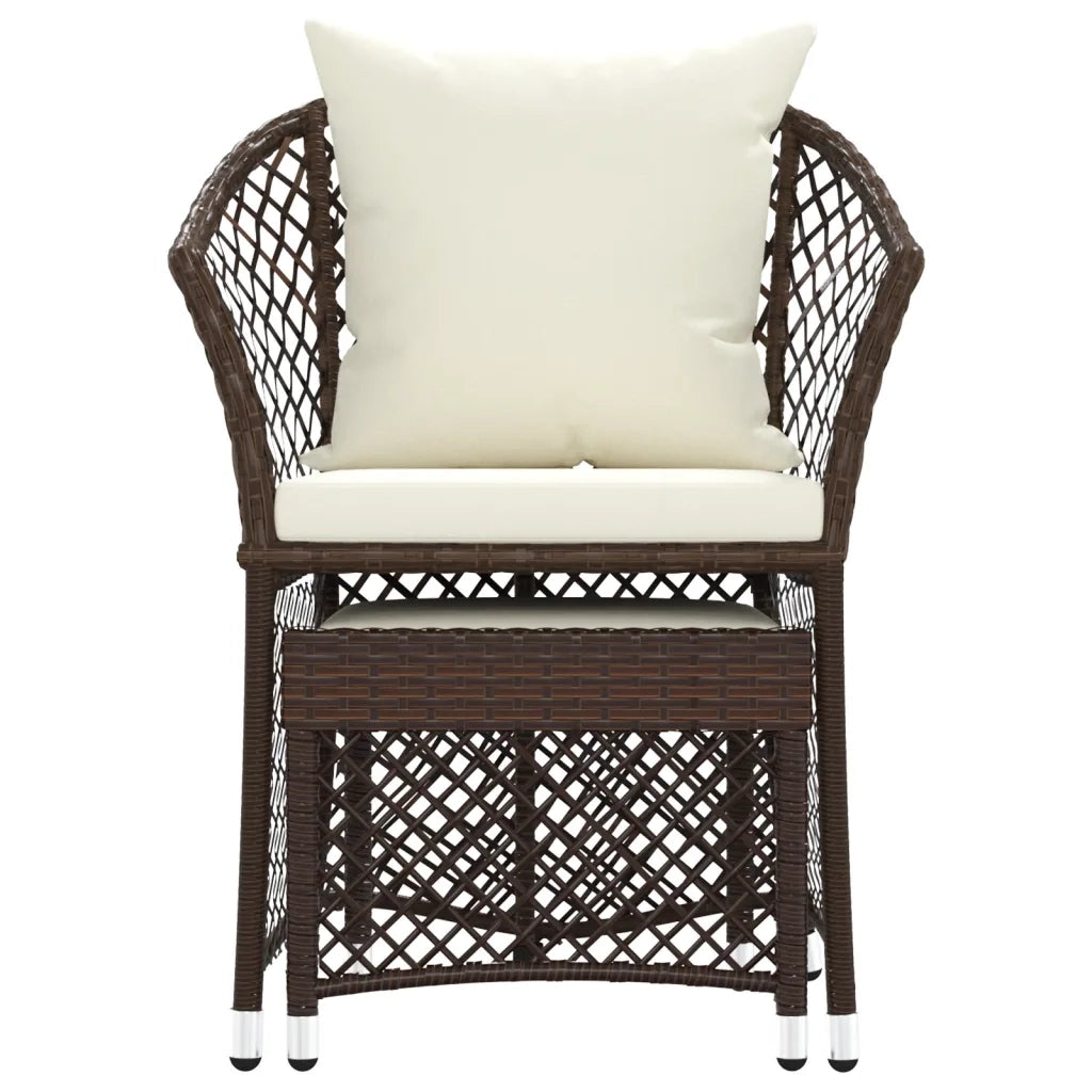 Set Divani da Giardino 2 pz con Cuscini in Polyrattan Marrone 319686