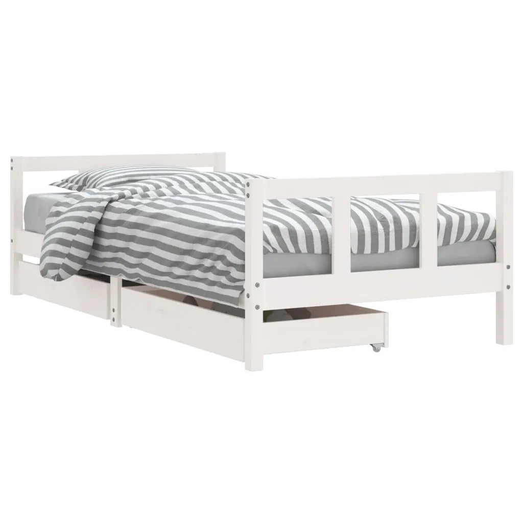 Giroletto Bambini con Cassetti-Struttura Letto Bambini Bianco 90x190 cm Massello Pino 806927